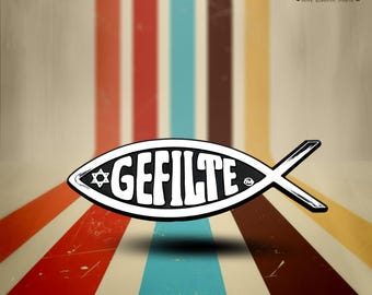 Gefilte Fish Plastic Parody Auto Emblem