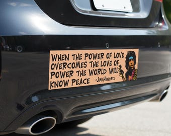 Jimi Hendrix Power of Love Quote Bumper Sticker 11 x 3