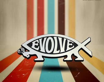 Evolve Fish Parody Plastic Auto Emblem