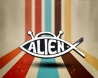 Emblema de plástico para automóvil con forma de pez alienígena