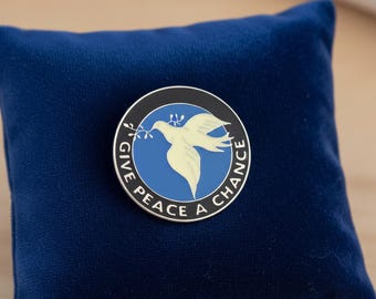 Give Peace a Chance Pin – Dove and Olive Branch Enamel Lapel Pin