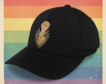 Cappello da baseball ricamato con motivo floreale "Flower Fist Resistance"