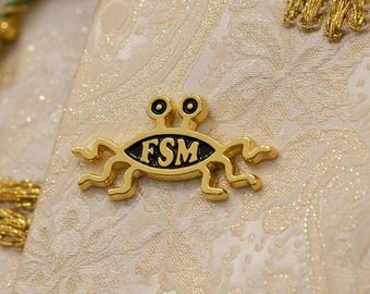 Gold FSM Pin – Flying Spaghetti Monster Enamel Lapel Pin
