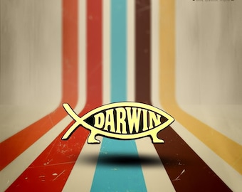 Darwin Fish Plastic Parody Auto Emblem Magnet