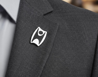 Black Humanist Pin – Silver Happy Human Lapel Pin