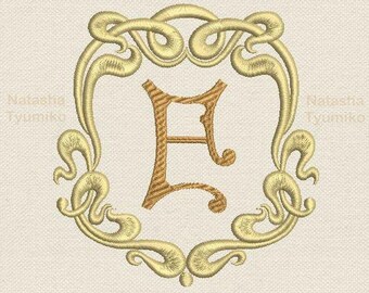Frame font embroidery design personal monogram art nouveau deco letter initial name family pattern