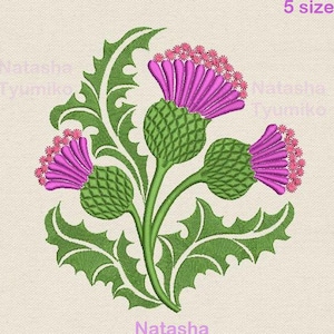 Thistle embroidery design, Wild flower embroidery design, Thistle machine embroidery, Scottish flower symbol, Celtic floral emblem. 5 sizes