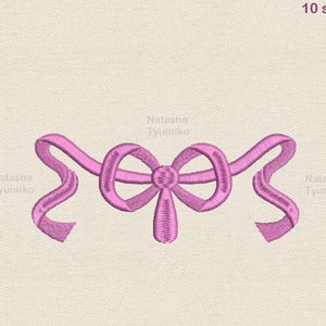Mini bow embroidery design, mini bow ribbon embroidery pattern, small bow machine embroidery designs, 10 sizes.
