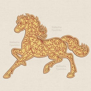Applique horse  embroidery design, floral horse applique machine embroidery pattern horse applique designs pony unicorn applique 5 sizes