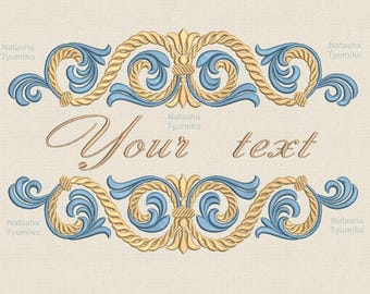 Kunstvolle Arabeske Stickdatei: geschweifte Borte Ornament (Digitaler Download)