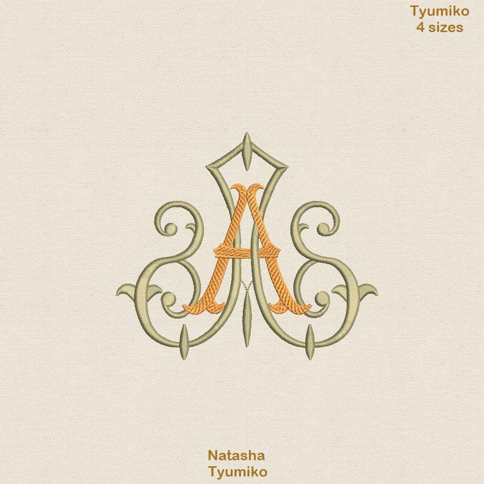 Double Intertwined Monogram A and A Embroidery Design Initials
