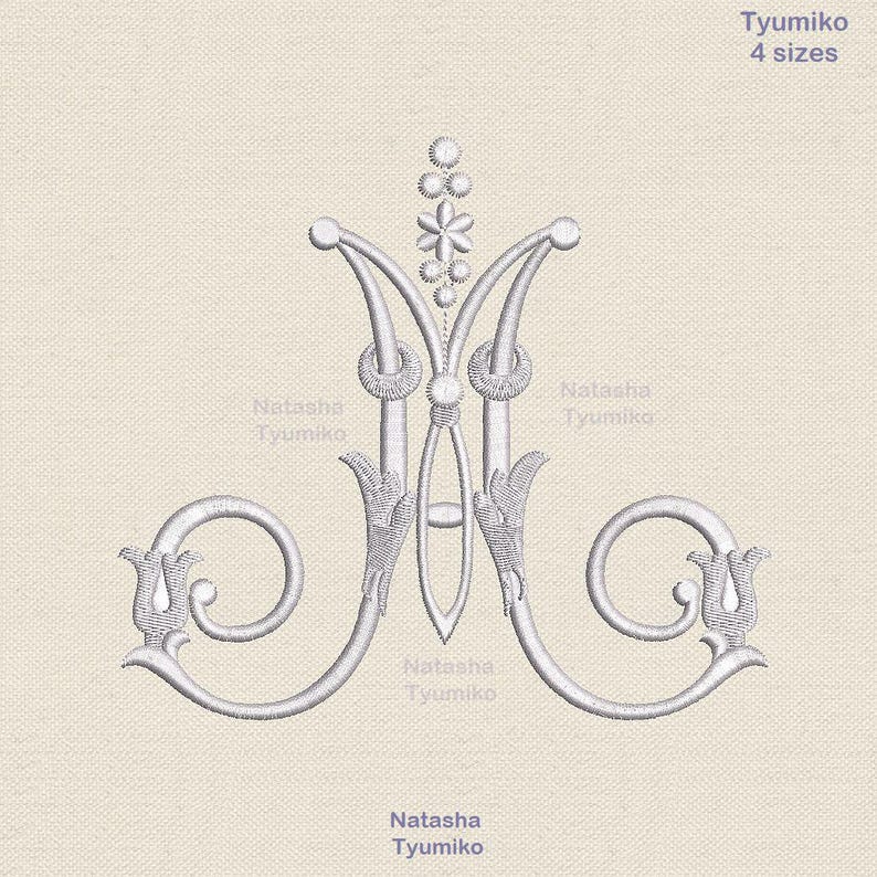 Single Monogram Single Monogram M Embroidery Design Initial, Personal Letter M Machine ...