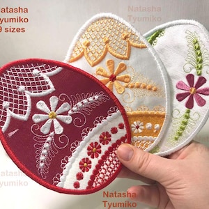 Easter egg applique machine embroidery design 002, Eggs appliques pattern easter ith, 6 sizes