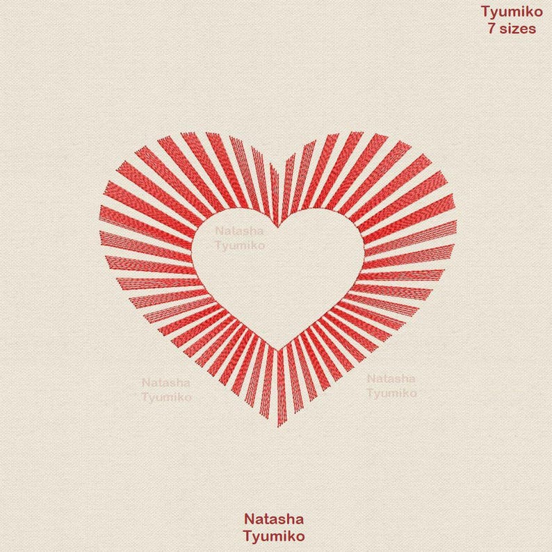 Rays Heart Machine Embroidery Design, Heart With Rays Embroidery ...