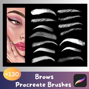 130+ Procreate Brows Brushes, eyebrow Stamp Set, face shape Brushes, makeup brush, Procreate Stamps, Realistic Stamp Brushes & Drawing