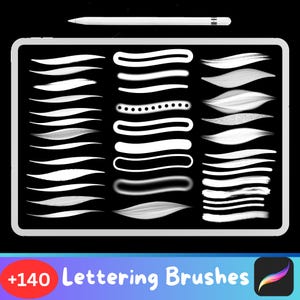 140+ Procreate Lettering Brushes | Calligraphy brushes procreate & Hand Lettering , Lettering Bundle, Grid Builder, Glitter Brush