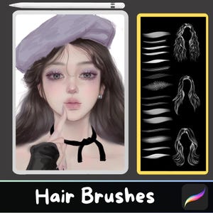 100+ Procreate Hair Brushes: Anime, Manga Hairstyle Stamps (Digital Download)