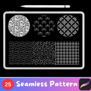 25 Procreate sömlösa mönsterpenslar: Geometriskt och bohemiskt (digital nedladdning)