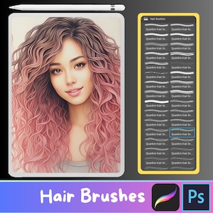 Photoshop Hair Brushes | Hairstyle Procreate Brushes , Realistic hair brushes, Hair brushes | Procreate Hair Brushes, commercial use