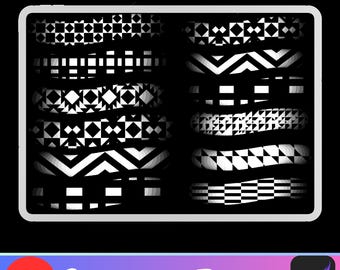 Pincéis de tatuagem geométrica Procreate: Mandala e carimbos ornamentais (download digital)