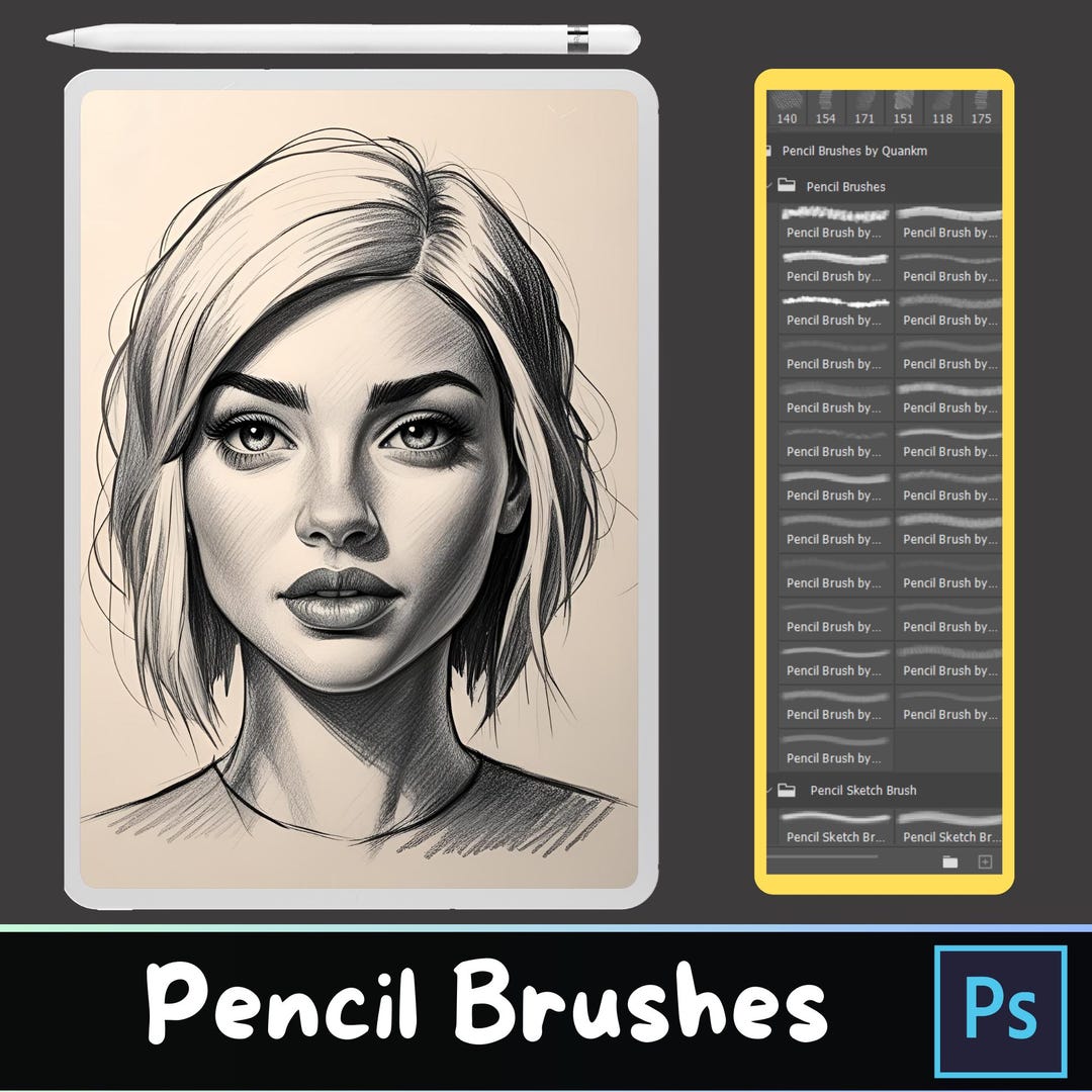 90+ Photoshop Pencil Brushes | Pencil Hatching, Photoshop Sketch ...