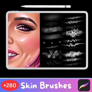 Plus de 280 pinceaux Procreate Skin, Maquillage Procreate Texture de la peau, Pinceaux pores, Tampons Beauty Procreate Skin, Retouche de la peau, Pinceaux portrait