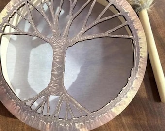 Vegan Shaman Drum: Tree of Life, Siberian Style, Sound Healing | Free Drumstick
