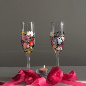 Hand painted custom champagne flute