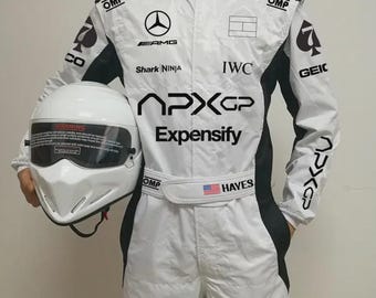 Go Kart Racing Suit | White | Personalized  with Custom Name & Number
