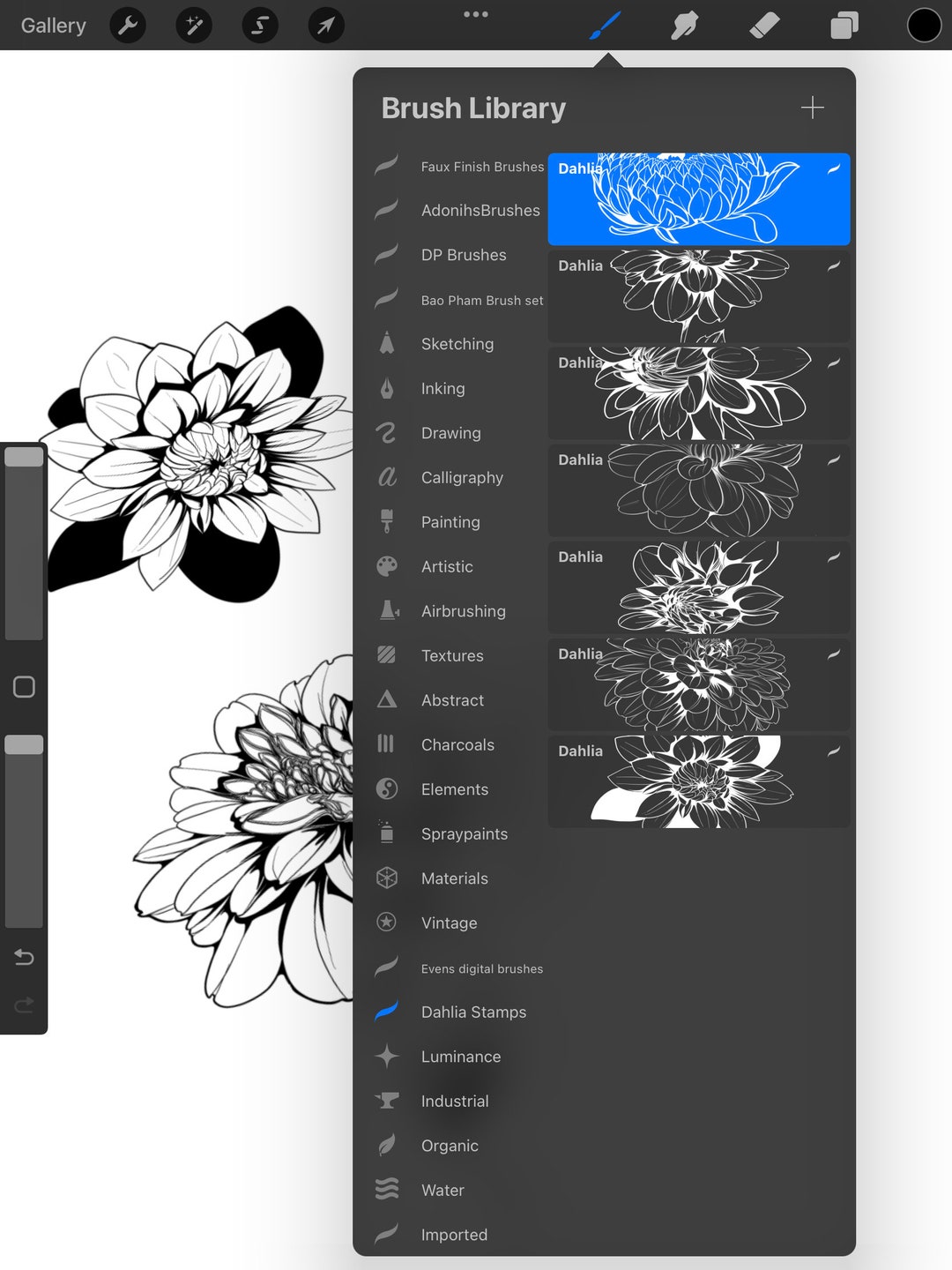 7 Procreate Floral Flowers Stamp Set | Basic Tattoo Stencils | Wall Art ...