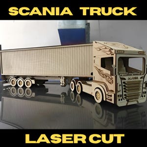 Lasergesneden bestand SCANIA vrachtwagen | 3D-puzzel scania vrachtwagenmodel met doos houten speelgoed DIY