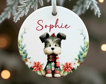 Personalized whimsical dog ornament, puppy ornament, dog name ornament,artistic dog ornament, custom pet ornament, pet sitter gift, ornament