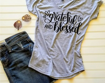 Grateful and Blesses Ladies' Christian tshirt - READY TO SHIP