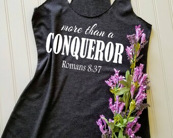 Christian Racerback Tank Top: More Than a Conqueror Fitness Apparel