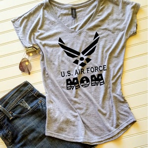 US Air Force Wife Ladies Tshirt light heather gray with navy READY to SHIP image 1