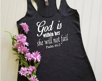Christian Racerback Tank Top: God Is Within Her - Ladies Fitness Apparel