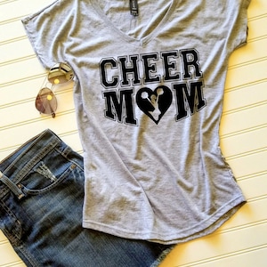 Cheerleading V-Neck or Round Neck Tee - Custom Sports Shirt for Women - Gift for Cheerleader Mom - Soft Tri-Blend Fabric - Ready to Ship