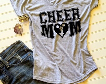 Cheer Mom Ladies Tshirt - Black with purple - READY to SHIP