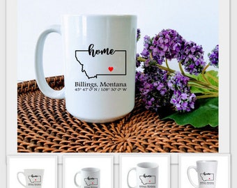 Spersonalizowany kubek do kawy Montana Home Coordinates: spersonalizowany prezent stanowy