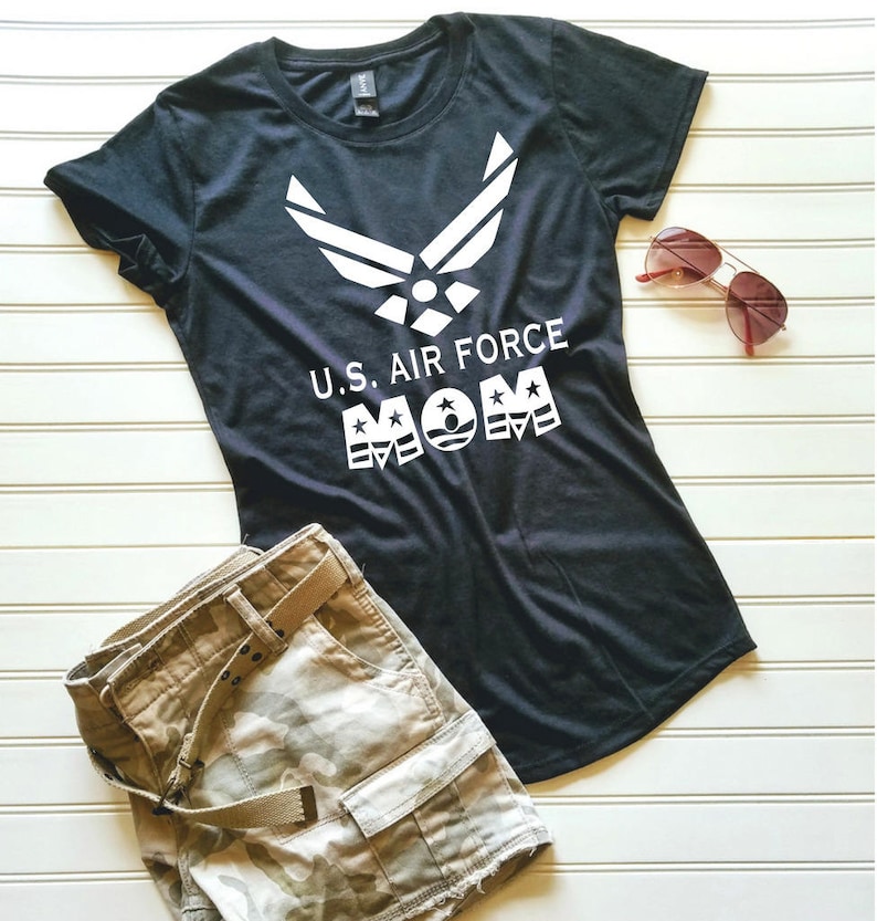 US Air Force Wife Ladies Tshirt light heather gray with navy READY to SHIP image 2