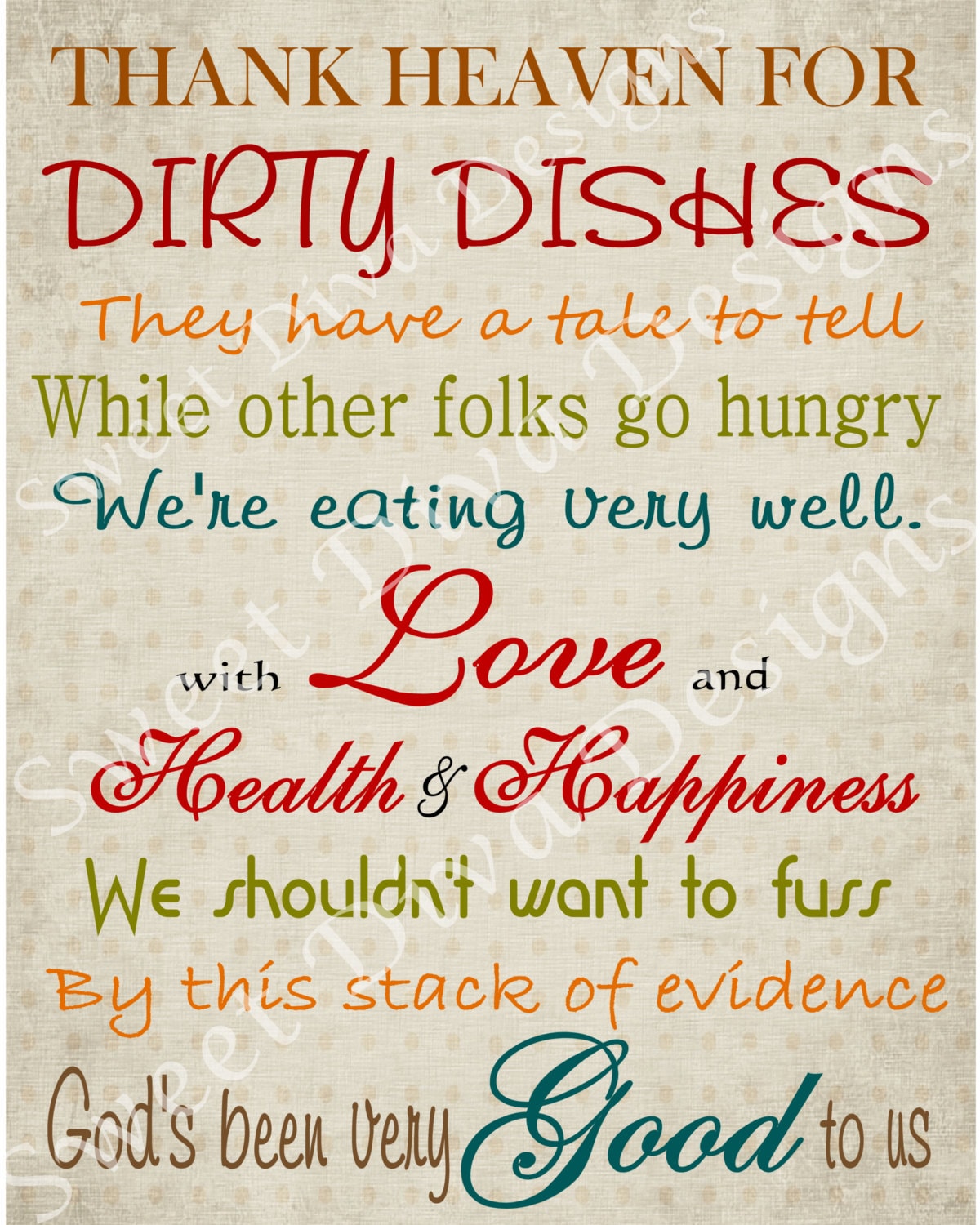 Thank Heaven for Dirty Dishes Digital Photo Printable File 5x7, 8x10  Instant Download - Etsy, image size:1200x1500