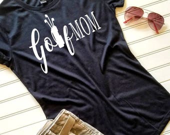 Golf Mom Shirt: Women's Black Round Neck Sports Tee