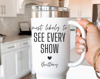 Custom 40oz Tumbler with Handle Personalized Name Quencher Stanley Style Travel Mug Gift for Her Show Lover Cup Stainless Travel Cup