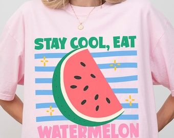 Camiseta de sandía, camiseta de verano, camiseta de sandía, colores cómodos, divertida camiseta de frutas, camiseta de mercado de agricultores, camiseta cottagecore, regalo para ella, vacaciones