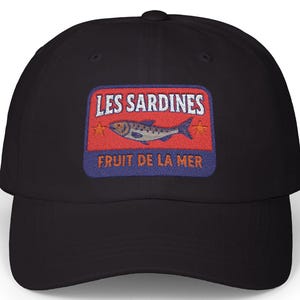 Les Sardines Tinned Fish Hat Embroidered Dad Cap Funny Fisherman Gift for Him Summer Canned Seafood Aesthetic French Beach Hat