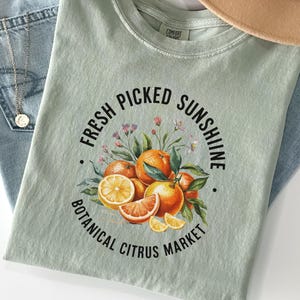 Citrus Fruit Shirt Comfort Colors Botanical Garden Tee Lemon Orange Graphic Vegan Summer Gift for Her Farmers Market Aesthetic