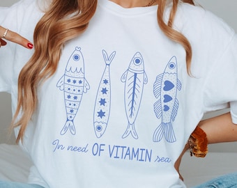 Comfort Colors Sardine Shirt Fish Lover Gift Tinned Fish Tee Coastal Summer Beach Shirt Funny Nautical Top Ocean Therapy Trendy Shirt