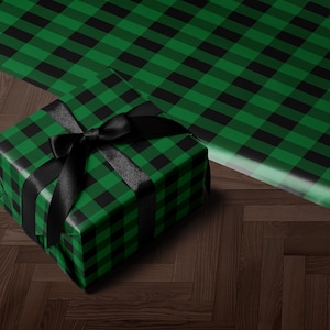 Green Plaid Wrapping Paper Tartan Gift Wrap Roll Holiday Wrapping Paper Xmas Gift Wrap Festive Gift Wrap Christmas