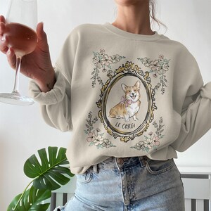 Camiseta para mamá de Corgi Pembroke Welsh Dog Lover Gift T-Shirt Sweatshirt Cute Corgi Dog Owner Floral Frame Le Corgi Mother's Gift Idea