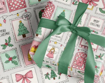 Cute Xmas Wrapping Paper Roll Christmas Trees Angels Wreaths Pretty Gift Wrapping Holiday Gift Wrap Paper Christmas Presents